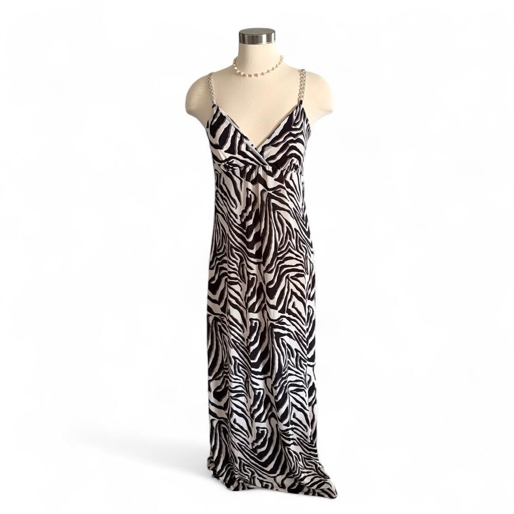 Mascara zebra print maxi dress with chain straps Size Medium Y2K